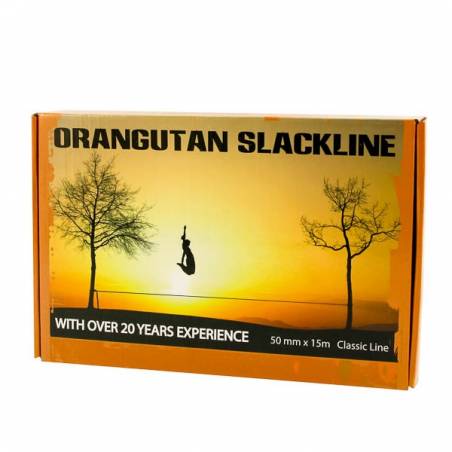 Vaikščiojimo (balansavimo) juosta Orangutan Slackline - 15M - 50MM su medžio apsauga ir treniravimosi juosta nuo Orangutan Balan