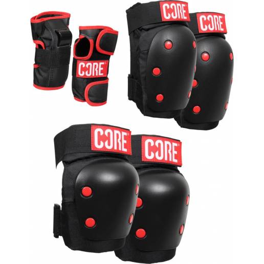 Apsaugų rinkinys CORE Skate Pads 3-pack Black M nuo CORE Kelių ir alkūnių apsaugos  kelių ir alkūnių apsaugos Apsaugos priemonės