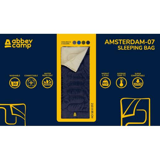 Miegmaišis vokas Amsterdam-07 210x85 cm Grey/Sand nuo Abbey Camp® Miegmaišiai   Laisvalaikis ir turizmas