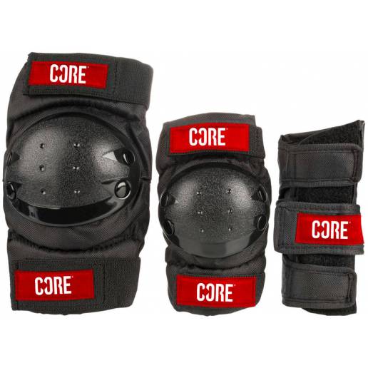 CORE Junior Skate Pads 3-pack (XS - Black) nuo CORE Kelių ir alkūnių apsaugos  kelių ir alkūnių apsaugos Apsaugos priemonės